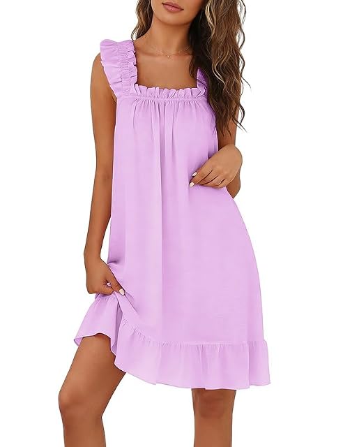 Marvmys Marvmys Nightgowns for Women Sleeveless Ruffle Night Gown Ladies House Dress Tank Bridal Nightdress S-3XL