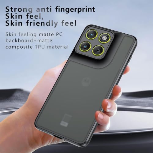 Image of Matte PC TPU Back Cover Case for Motorola Moto Edge 70 Pro Plus 5G, Black | Anti-Fingerprint Finish, Slim Arc Edge Design, Camera Protection, Skin-Friendly Feel, Shock Absorption