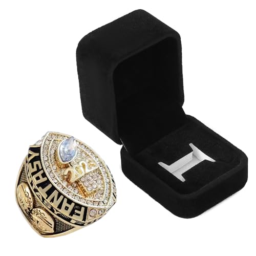 Bague de championnat Fantasy Football 2023 plaquée or avec son coffret de présentation