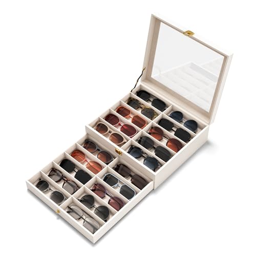 Image of NEWLOOP 20 Slots Sunglass Organizer for Women Men Sunglasses Storage Box for Multiple Pairs of Eyeglass Holder Display Case