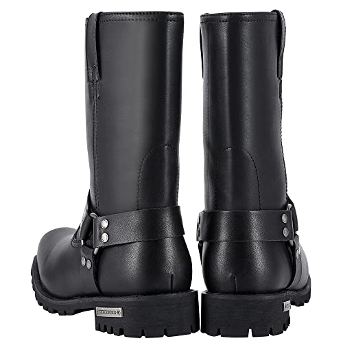 Dream Apparel Men's 11In Harness Motorcycle Boots For Riding, Square Toe Biker Boots, Waterproof Black Pu Leather Mid Calf Boots Knee High Boots, 9 #TOP6