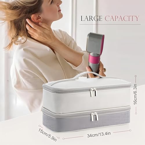 Travel Case for Dyson Airwrap Shark FlexStyle Revlon Hair Dryer Double Layer Storage Organizer Bag with Shockproof Design Portable Protective Carrying Pouch for Hair Styler Toolsr