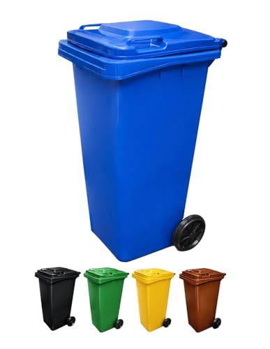 Jardin202 - Contenedor de Basura Reciclables de Colores con Ruedas 240L | 240 L (Azul)