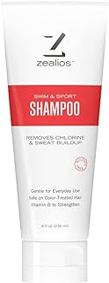 Zealios Swim & Sport Clarifying Shampoo, 8 oz Squeeze Tube for Extremely Damaged Hair, Pool Hair Repair & Protector - Sulfate-Free, Moisturizing Chlorine & Salt Removal, Color-Safe, Citrus Scent
