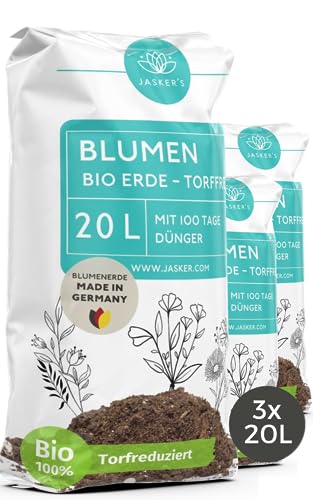 Bio Blumenerde torffrei 60 L (3x20L) - 100% nachhaltige Erde...