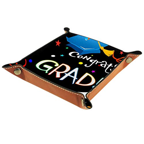 Preisvergleich Produktbild XiangHeFu Glückwunsch Valet Tray Ledertablett Leder Catchall Schlüssel Handy Münzkasten für Schlüsselgeld Nachttisch Storage Container Box Organizer