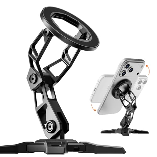 Magnetic Phone Stand for MagSafe, Height Adjustable iPhone Stand Compatible for iPhone 17 Air 16 Pro 15 Pro Max 14 Plus 13 12 and MagSafe Case (Black)