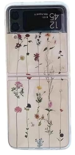 Peachy Life for Samsung Galaxy Z Flip 4 Case, Cute Flowers Fun Floral Style Hard PC Protective Clear Case Compatible with Samsung Galaxy Z Flip 4 (Skinny Flowers)