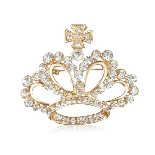 Image of GBAHFY Crystal Rhinestone Princess Queen Crown Brooch Pin for Women - Tiara for Wedding Party Banquet Birthday