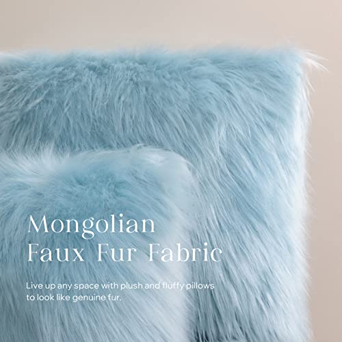 Image of Phantoscope Decorative Light Blue New Luxury Series Merino Style Fur Throw Pillow Case Cushion Cover 20 inch x 20 inch