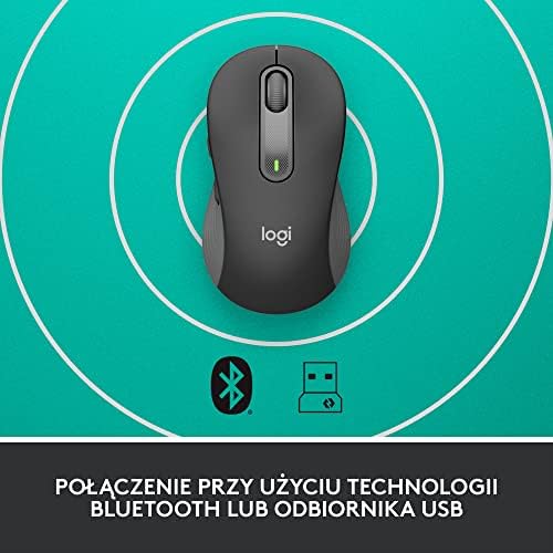 Logitech Signature M650 L myszka bezprzewodowa Bluetooth dla dużych dłoni, ciche przyciski, personalizowalne przyciski boczne, kompatybilność z wieloma urządzeniami - Szary