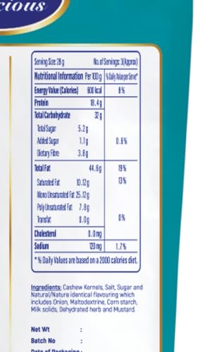 Image of DCC DELICIOUS Roasted Cashews (Cream & Onion), 80Grams | Dry Roasted | Air Fried