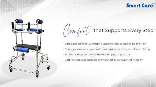 Image of SMARTCARE Hemiplegia Training Walker SC-914K | Adjustable Height & Width, 8-Wheel Stability, Padded Support, Safety Brakes, Elderly & Rehabilitation Assisted Walker | Suitable for User Height (90-110 cm)