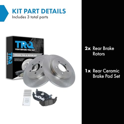 Image of TRQ Rear Brake Pad and Rotor Set Ceramic Compatible with 2003-2005 Lincoln Aviator
