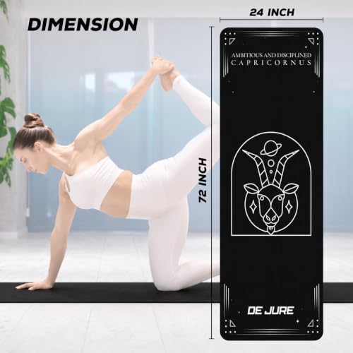 Image of De Jure Fitness Yoga Mat for Women and Men, 8mm Extra Thick Non-Slip NBR Exercise Mat for Yoga, Pilates, Gym & Floor Workouts - with Carry Strap - Capricorn