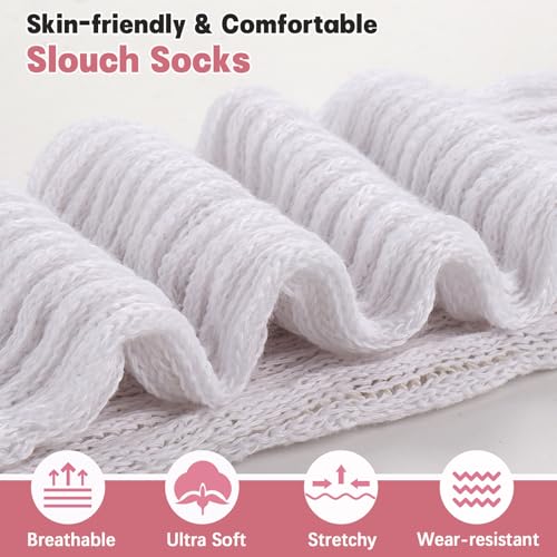 Image of Forwe 3 Pairs Slouch Socks for Women Size 9-11 Soft Extra Long Scrunch Knee High Boot Socks
