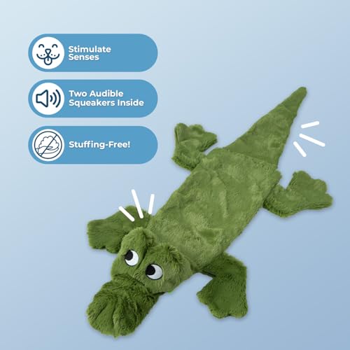 Image of Best Pet Supplies 2-in-1 Fun Skin Stuffless Dog Squeaky Toy Alligator, Small