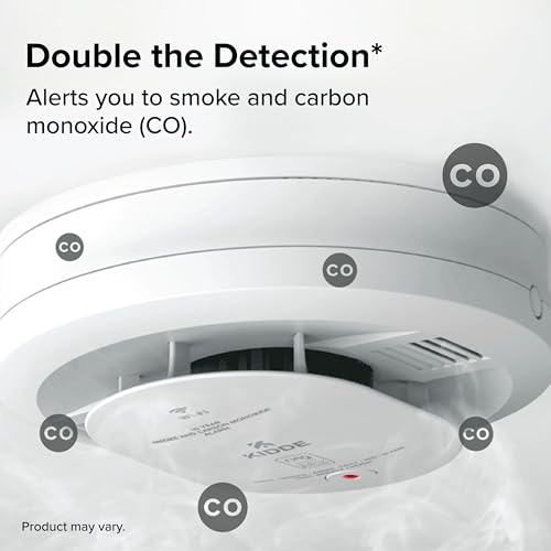 Image of Kidde Smart Smoke and Carbon Monoxide Detector, Ring App Enabled for Real-Time Notifications, Wire-Free Interconnectivity, AA Battery Powered