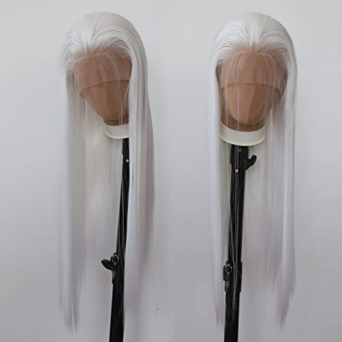 Towarm Snow White Synthetic Lace Front Wig for Women - Long Straight Lace Front Synthetic Wig with Pre-Plucked Natural Hairline and Baby Hair for Cosplay and Daily Wear - Image 7