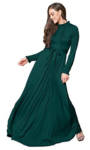 Image of KOH KOH Womens Long Sleeve Elegant Pockets Fall Winter Evening Maxi Dress