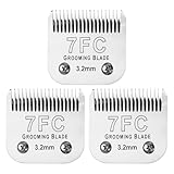 MEMIRY 3 Pcs Size 7FC Detachable Dog Grooming Blades, Compatible with Andis, Oster A5, Wahl KM10 Series Clippers, Cut Length 3.2mm, Silver (7FC 3.2mm, 3Packs)