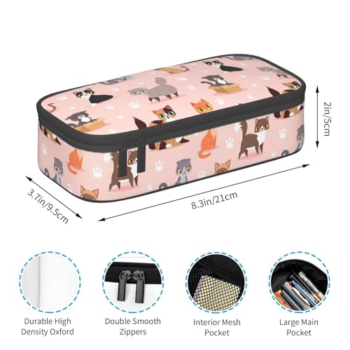 Image of Cute Cat Pencil Case Aesthetic Large Capacity Pen Pouch | Storage Bag with Compartments for Travel School Office Organizer