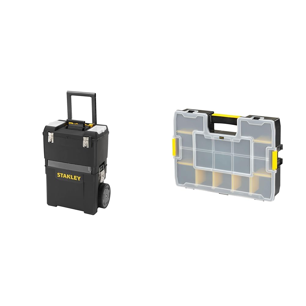 Stanley 1-93-968 - Taller móvil para Herramientas 2 en 1, 47,3 x 30,2 x 62,7 cm + 1-94-745 - Organizador SortMaster 44.2 x 9.2 x 33.3 cm