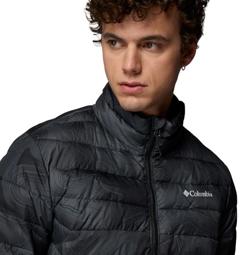 Columbia Men's Powder Lite 2 Printed Jacket, Puffer Jacket, Black Topolines Print, Medium