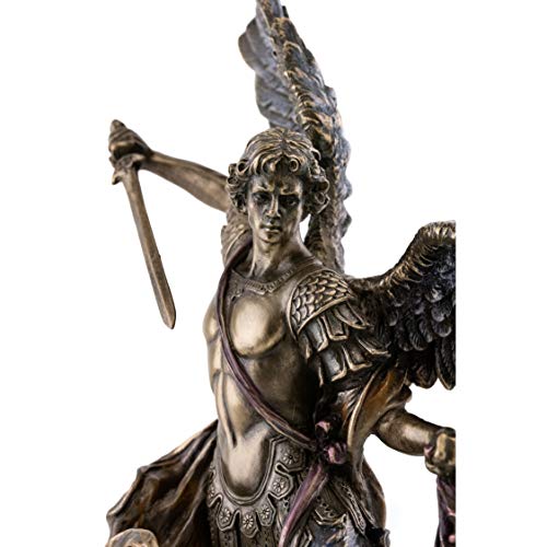 Estatua Arcángel San Miguel 10 Pulgadas Bronce miniatura 6