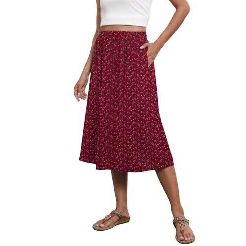 Image of Witsmile Flowy Skirt Elastic High Waist A-Line Skirt with Pockets Bohemia Cover-up for Women 2026 Trendy(S-2XL)