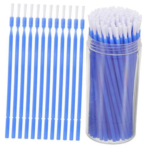 PAMINGONO 100個 使い捨て フッ素毛ブラシ、接着剤ブラシ、 フッ素毛ブラシ、便利で実用的、100本(青軸) 曲げられる マイクロアプリケーターブラシ アプリケーター pp