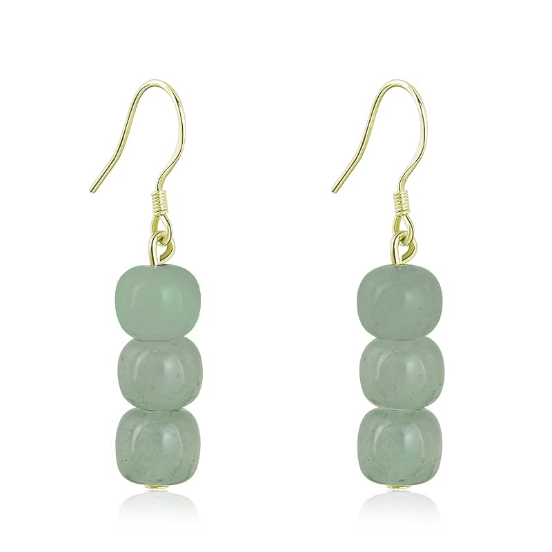 14k Gold Jade Drop Dangle Earrings Green Jade Earrings for Women Trendy Simple Jade Jewelry for Gift