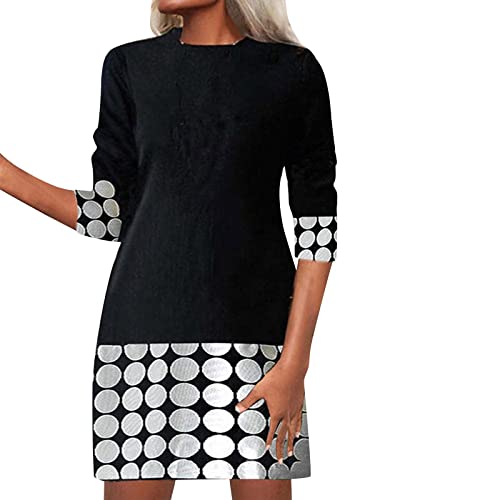 Robe d'été longue imprimée pour femmes au col rond chic