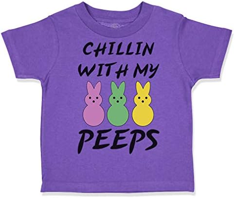 Toddler T-Shirt Easter Chillin with My Peeps Bunny Funny Humor Easter Cotton Bunny Boy & Girl Clothes Cute Baby Funny Tee Purple Design Only 3T