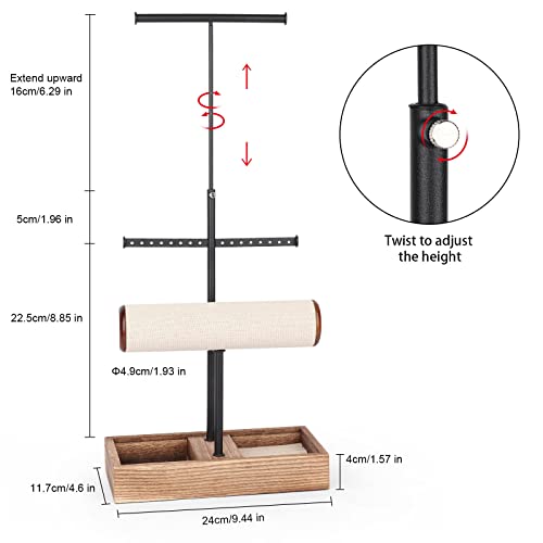 Jewelry Organizer Stand Necklace Holder - Mxarltr Jewelry Holder Display Earring Bracelet Holder Wooden Jewelry Tree Stand Ring Watch Storage Jewelry Tower Rack For Women Girls (Carbonized Black) #TOP6