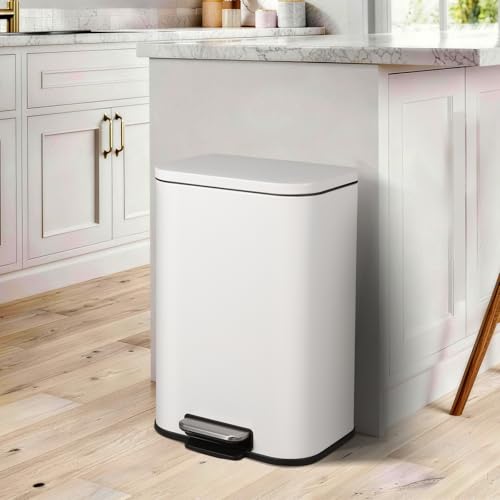 Caneca de basura rectangular 20L acero inox blanco miniatura 7