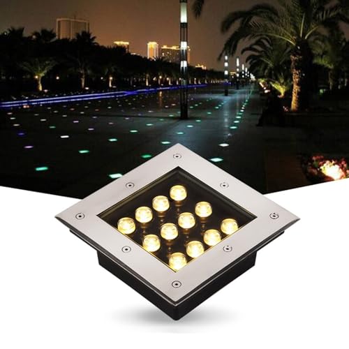 THEGA LED Encastrable Exterieur Carré Spots - 24V Spot Encastré Au Sol, IP66 Étanche Lampe De Paysage Au Sol, Lampe Jardin Enterré, pour Les Ponts, Allées Et Jardins.(Warm White,4W)