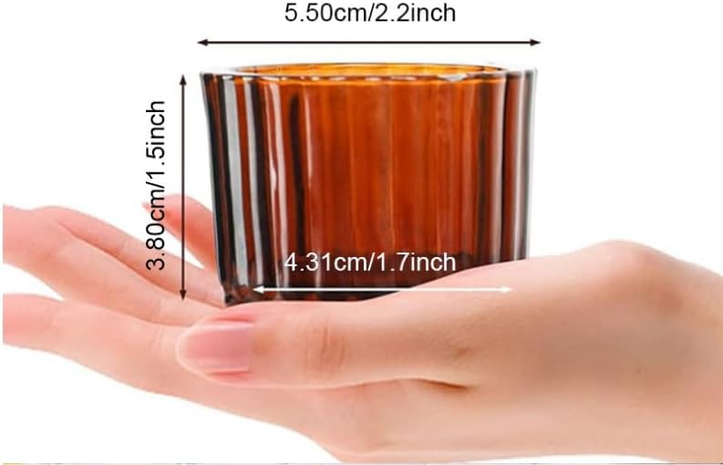 Clear Tealight Candle Holder Set of 2,Glass Votive Candle Holders, Decorative Round Ribbed Candle Holders for Home Decor (Brown)