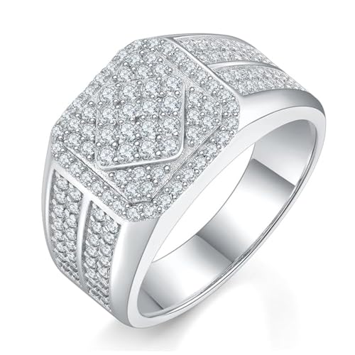 Bague moissanite homme argent 925 alliance diamant VVS1 taille 5-10