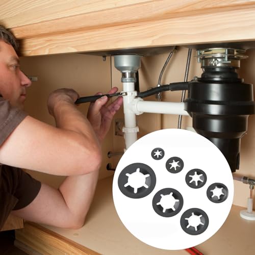 NVIYAM 340 Stück Sicherungsscheiben lock Unterlegscheiben Sicherungsring Innenzahn klemmscheiben Sortiment Set Sicherungsringe Unterlegscheiben M3 M4 M5 M6 M8 M10 M12 Klemmring, Schwarz