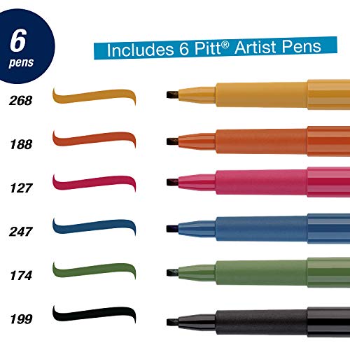 Faber-Castell Calligraphy Pitt Artist Pen Set - 6 Multi Colored Calligraphy Pens #TOP1