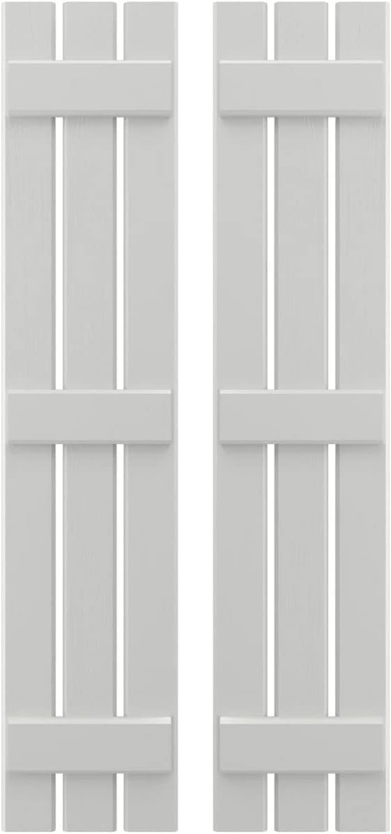 Ekena Millwork ARW401SB311X78STH Americraft Three 3 Exterior Real Wood Spaced Board-n-Batten Shutters (Per Pair), Hailstorm Gray
