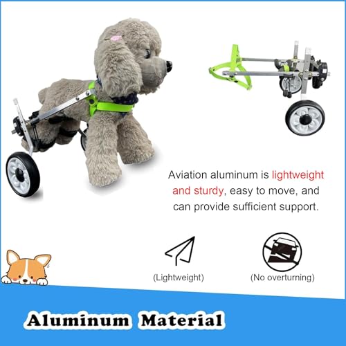 CHZDPP Hunde-Rollstuhl Leichte Hunderäder für Hinterbeine, Hunderollstuhl für gelähmte Hinterbeine, Kleine/mittlere Hunderollstühle für 5 10 15 20 lbs(XXS)