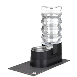 RIZZARI Large Water Dispenser for Dogs: 9L Automatic Stainless Steel Gravity Raised Black Pet Feeder for Pet Dogs Indoor/Outdoor