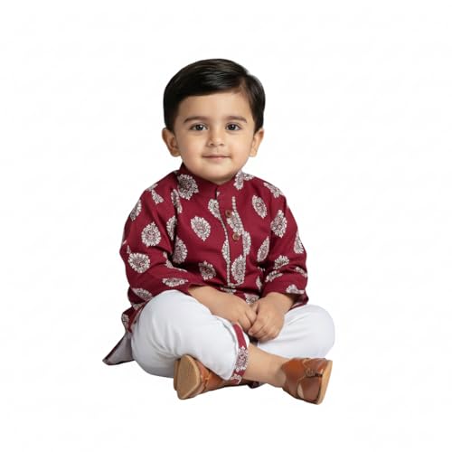 Image of Baby Ethnic Wear Festival Organic Cotton Soft and comfortable Dhoti Kurta Set Saraswati Puja Dress Panjabi for Kids Boy Girls