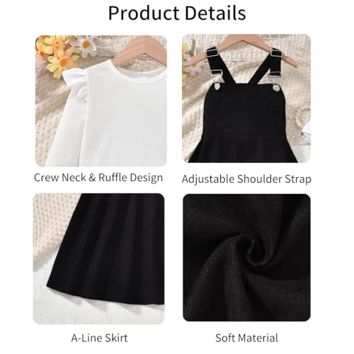 Image of HIHA Little Girls Adjustable Corduroy Pinafore Overall Dress Set Size 6-12