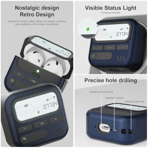 Image of for AirPods 4 Case with Safty Lock,Retro Inspired Pager Style (Deep Blue)