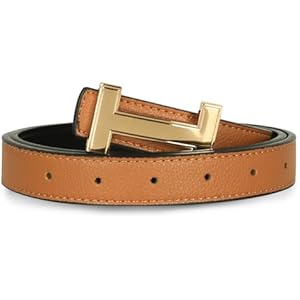 Relang Women's Belts with Gold Buckle, Fashion Waist Band, Elegant Ladies' Belt, Gift for Women Brown Gold 36-39 (Pant 12-16)
