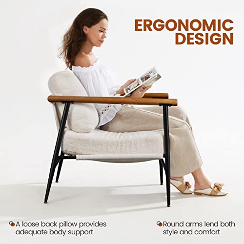 Sillón con tejido boucle suave color marfil miniatura 5