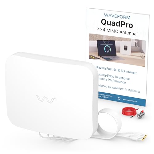 Image of Waveform QuadPro & Lightning Surge Protector Bundle - 4x4 MIMO Panel Antenna for 4G /5G Routers & Gateways for T-Mobile Home Internet, Verizon, AT&T Bundle with FlexMount and LSP